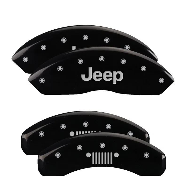 42019SJPLBK – MGP CALIPER Caliper Cover, Set of 4 Jeep Logo Front Set/ Jeep Grill Logo Rear Set Powder Coated Black A...